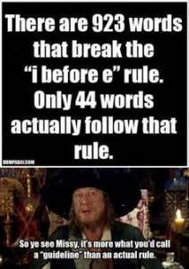 923 words that break the "i" before "e" rule?